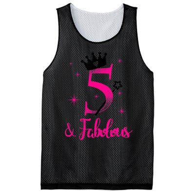 Kid 5 And Fabulous (Five) - 5th Birthday Mesh Reversible Basketball Jersey Tank