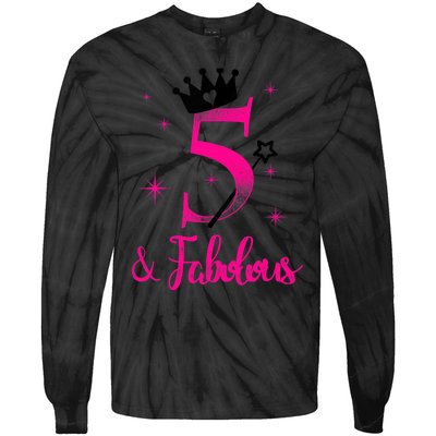 Kid 5 And Fabulous (Five) - 5th Birthday Tie-Dye Long Sleeve Shirt