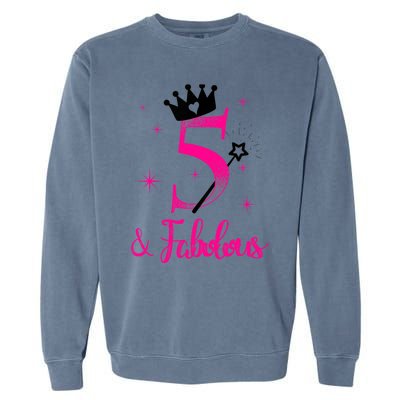 Kid 5 And Fabulous (Five) - 5th Birthday Garment-Dyed Sweatshirt