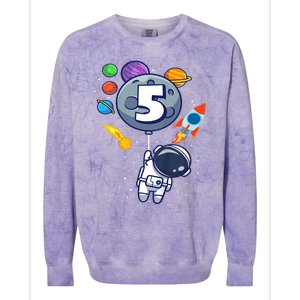 K.i.d.s 5th Birthday Astronaut 5 Year Old Birthday Boy Colorblast Crewneck Sweatshirt