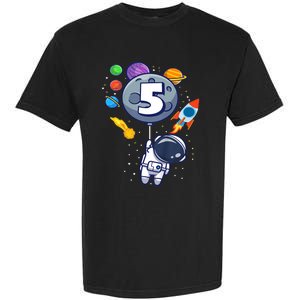 K.i.d.s 5th Birthday Astronaut 5 Year Old Birthday Boy Garment-Dyed Heavyweight T-Shirt