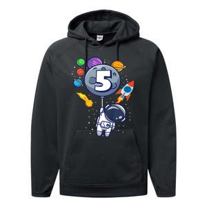 K.i.d.s 5th Birthday Astronaut 5 Year Old Birthday Boy Performance Fleece Hoodie