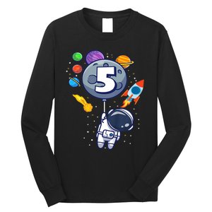 K.i.d.s 5th Birthday Astronaut 5 Year Old Birthday Boy Long Sleeve Shirt