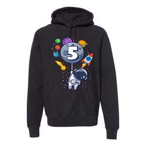 K.i.d.s 5th Birthday Astronaut 5 Year Old Birthday Boy Premium Hoodie