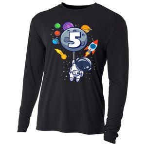 K.i.d.s 5th Birthday Astronaut 5 Year Old Birthday Boy Cooling Performance Long Sleeve Crew