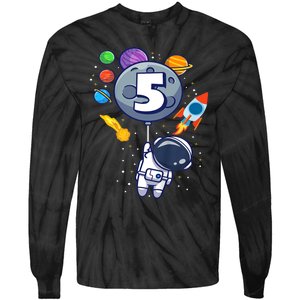 K.i.d.s 5th Birthday Astronaut 5 Year Old Birthday Boy Tie-Dye Long Sleeve Shirt