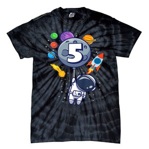 K.i.d.s 5th Birthday Astronaut 5 Year Old Birthday Boy Tie-Dye T-Shirt