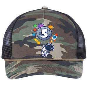 K.i.d.s 5th Birthday Astronaut 5 Year Old Birthday Boy Retro Rope Trucker Hat Cap