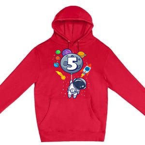 K.i.d.s 5th Birthday Astronaut 5 Year Old Birthday Boy Premium Pullover Hoodie