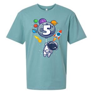 K.i.d.s 5th Birthday Astronaut 5 Year Old Birthday Boy Sueded Cloud Jersey T-Shirt