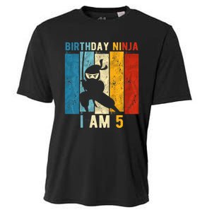 K.i.d.s 5th Birthday Ninja 5 Year Old Birthday Cooling Performance Crew T-Shirt