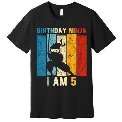 K.i.d.s 5th Birthday Ninja 5 Year Old Birthday Premium T-Shirt
