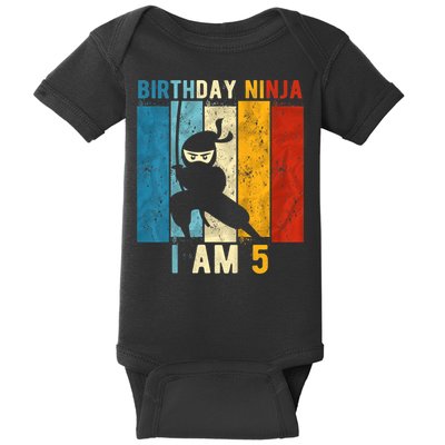 K.i.d.s 5th Birthday Ninja 5 Year Old Birthday Baby Bodysuit