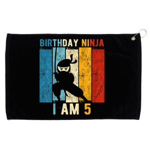 K.i.d.s 5th Birthday Ninja 5 Year Old Birthday Grommeted Golf Towel