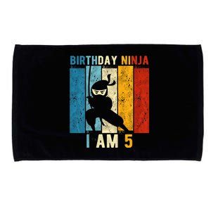 K.i.d.s 5th Birthday Ninja 5 Year Old Birthday Microfiber Hand Towel