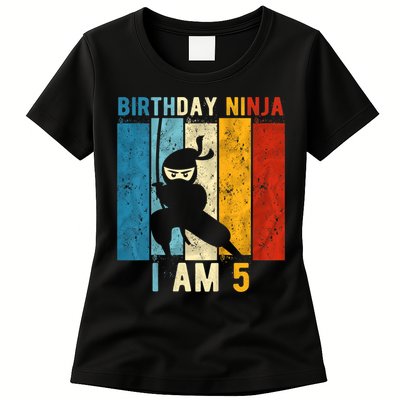 K.i.d.s 5th Birthday Ninja 5 Year Old Birthday Womens T-Shirt