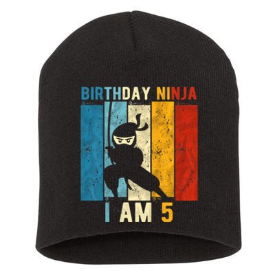 K.i.d.s 5th Birthday Ninja 5 Year Old Birthday Short Acrylic Beanie