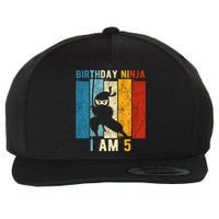 K.i.d.s 5th Birthday Ninja 5 Year Old Birthday Wool Snapback Cap