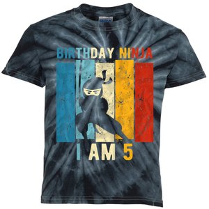 K.i.d.s 5th Birthday Ninja 5 Year Old Birthday Kids Tie-Dye T-Shirt