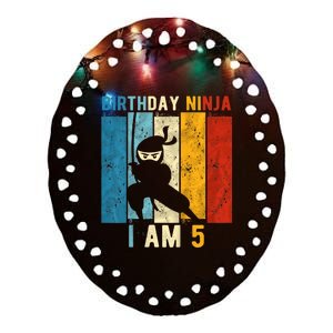 K.i.d.s 5th Birthday Ninja 5 Year Old Birthday Ceramic Oval Ornament