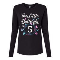 K.i.d.s 5th Birthday This Little Butterfly Is 5 Years Old Womens Cotton Relaxed Long Sleeve T-Shirt