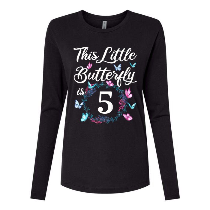 K.i.d.s 5th Birthday This Little Butterfly Is 5 Years Old Womens Cotton Relaxed Long Sleeve T-Shirt