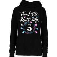 K.i.d.s 5th Birthday This Little Butterfly Is 5 Years Old Womens Funnel Neck Pullover Hood