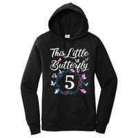 K.i.d.s 5th Birthday This Little Butterfly Is 5 Years Old Women's Pullover Hoodie