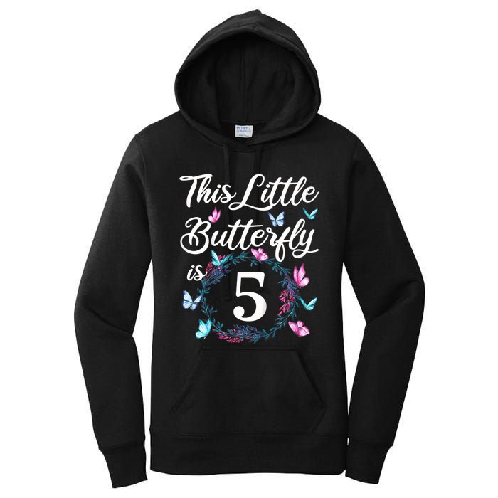 K.i.d.s 5th Birthday This Little Butterfly Is 5 Years Old Women's Pullover Hoodie