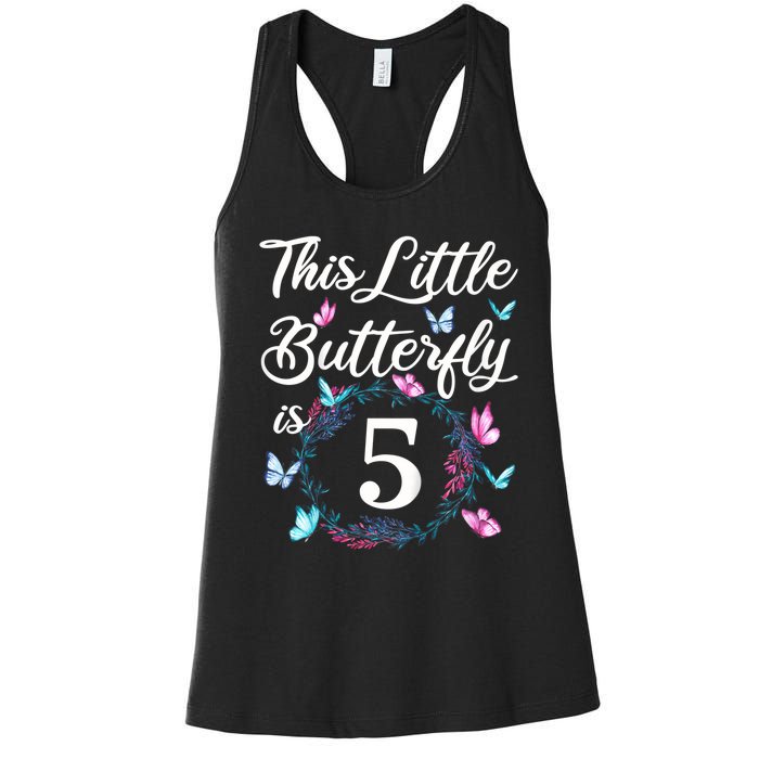 K.i.d.s 5th Birthday This Little Butterfly Is 5 Years Old Women's Racerback Tank