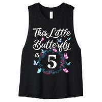 K.i.d.s 5th Birthday This Little Butterfly Is 5 Years Old Women's Racerback Cropped Tank