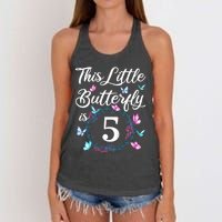 K.i.d.s 5th Birthday This Little Butterfly Is 5 Years Old Women's Knotted Racerback Tank