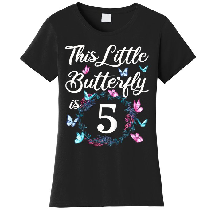 K.i.d.s 5th Birthday This Little Butterfly Is 5 Years Old Women's T-Shirt