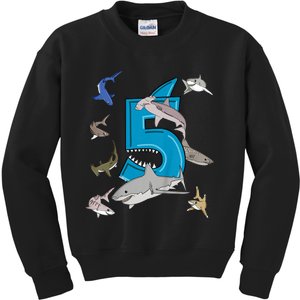 K.i.d.s 5th Birthday b.o.y.s shark white shark Kids Sweatshirt