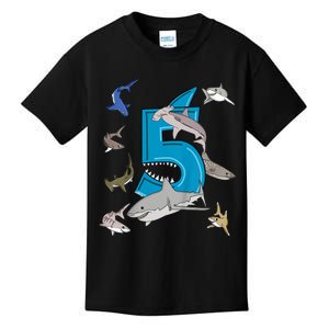 K.i.d.s 5th Birthday b.o.y.s shark white shark Kids T-Shirt