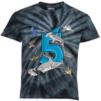 K.i.d.s 5th Birthday b.o.y.s shark white shark Kids Tie-Dye T-Shirt