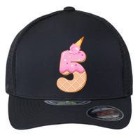 Kids 5th Birthday Girl 5 Years Ice Cream Number 5 Flexfit Unipanel Trucker Cap