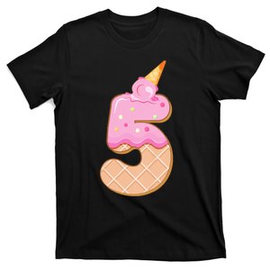 Kids 5th Birthday Girl 5 Years Ice Cream Number 5 T-Shirt