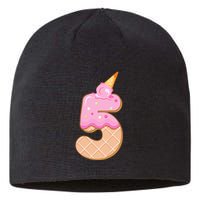 Kids 5th Birthday Girl 5 Years Ice Cream Number 5 Sustainable Beanie