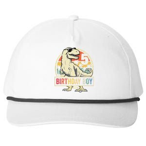 Kids 5 Year Old 5th Birthday Boy T Rex Dinosaur Snapback Five-Panel Rope Hat