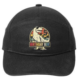 Kids 5 Year Old 5th Birthday Boy T Rex Dinosaur 7-Panel Snapback Hat