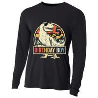 Kids 5 Year Old 5th Birthday Boy T Rex Dinosaur Cooling Performance Long Sleeve Crew