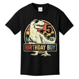 Kids 5 Year Old 5th Birthday Boy T Rex Dinosaur Kids T-Shirt