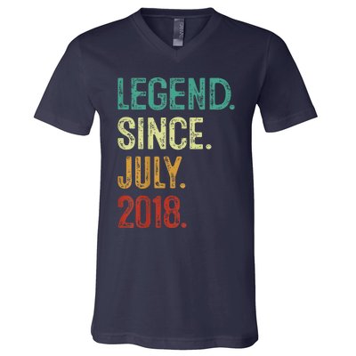 Kids 5 Years Old Legend Since July 2018 5th Birthday V-Neck T-Shirt