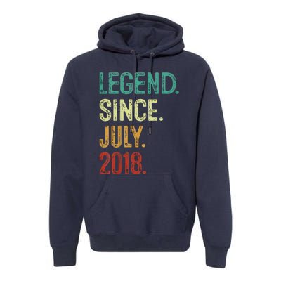 Kids 5 Years Old Legend Since July 2018 5th Birthday Premium Hoodie