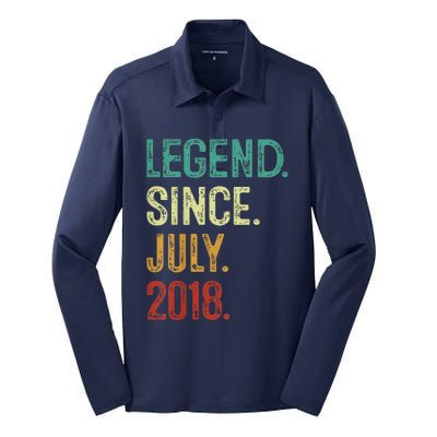 Kids 5 Years Old Legend Since July 2018 5th Birthday Silk Touch Performance Long Sleeve Polo