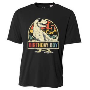 K.i.d.s 5 Year Old Shirt 5th Birthday Boy T Rex Dinosaur Shirt Cooling Performance Crew T-Shirt