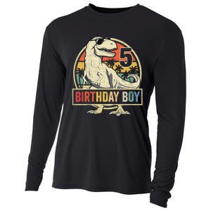 K.i.d.s 5 Year Old Shirt 5th Birthday Boy T Rex Dinosaur Shirt Cooling Performance Long Sleeve Crew