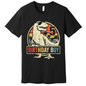 K.i.d.s 5 Year Old Shirt 5th Birthday Boy T Rex Dinosaur Shirt Premium T-Shirt