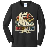 K.i.d.s 5 Year Old Shirt 5th Birthday Boy T Rex Dinosaur Shirt Kids Long Sleeve Shirt